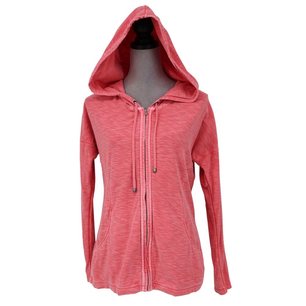 Tommy Bahama Jacket Womens XS Pink Cotton Hoodie Full Zip Pockets Beach Coastal